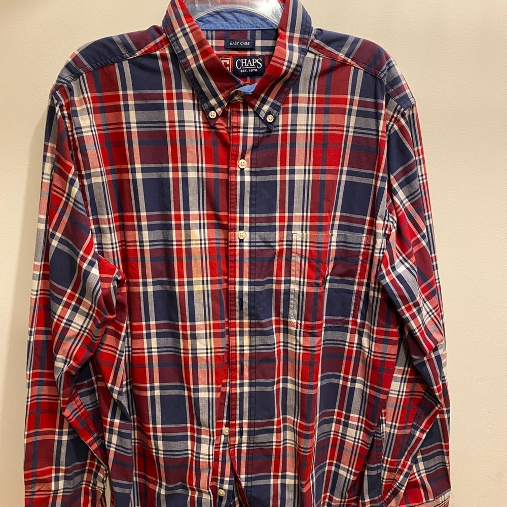 Red White and Blue long sleeve button down